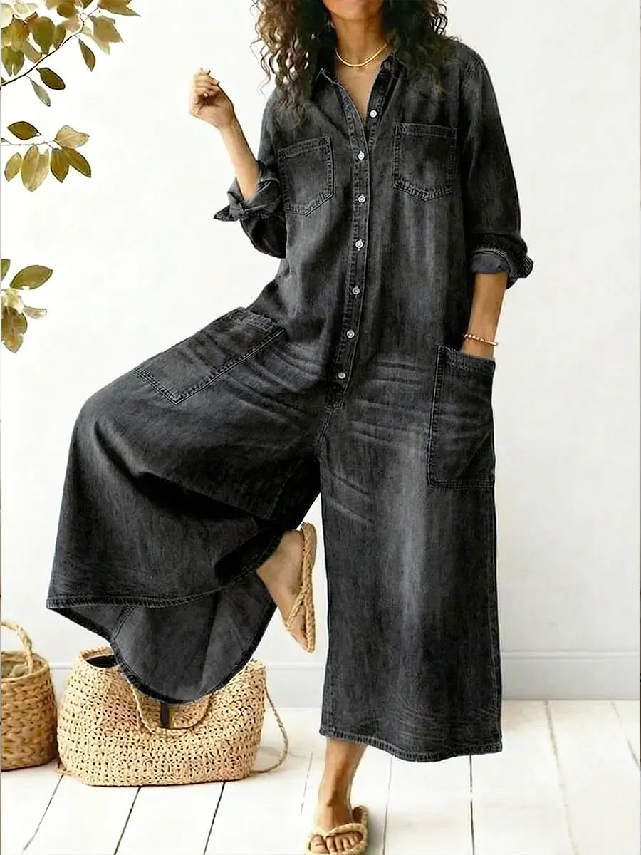 New Arrivals🔥 Women's Cozy And Casual Denim Jumpsuit With Large Front Pockets