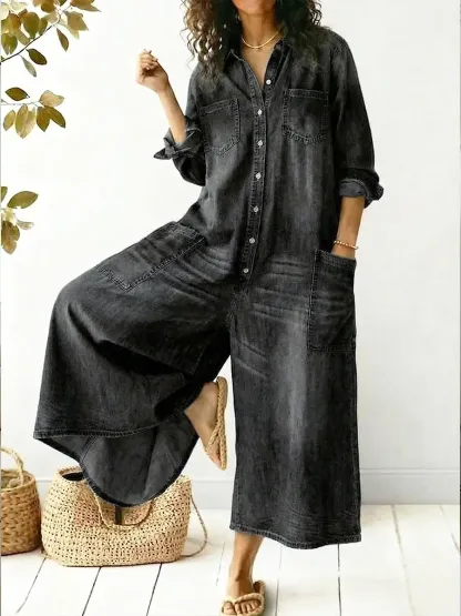 New Arrivals🔥 Women's Cozy And Casual Denim Jumpsuit With Large Front Pockets