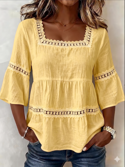 🔥CLEARANCE SALE🔥 Women’s Boho Lace Trim Babydoll Blouse
