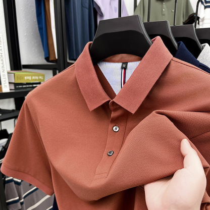 2025 Men's New Solid Color Cotton Casual Polo Shirt