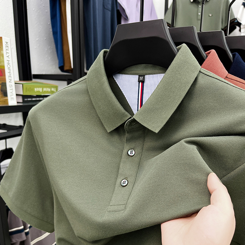 2025 Men's New Solid Color Cotton Casual Polo Shirt