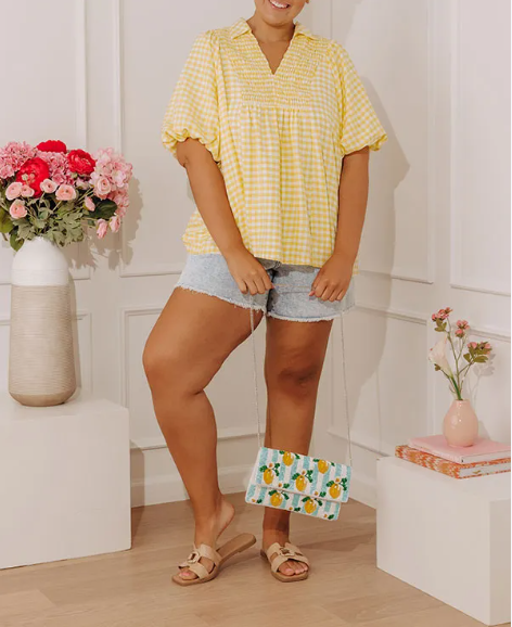 Picnic Charm Gingham Top Curves