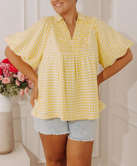 Picnic Charm Gingham Top Curves