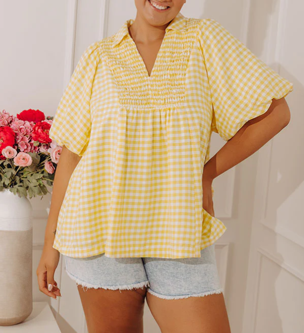 Picnic Charm Gingham Top Curves