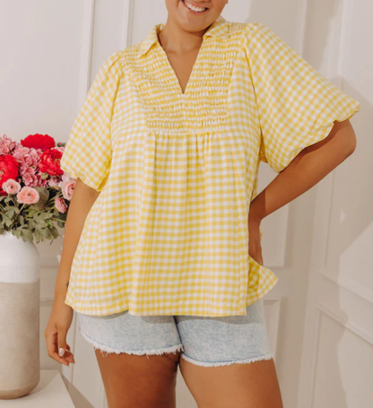 Picnic Charm Gingham Top Curves