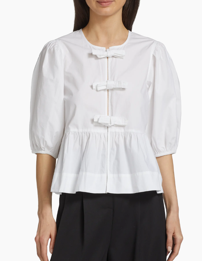 Cotton Poplin Peplum Blouse