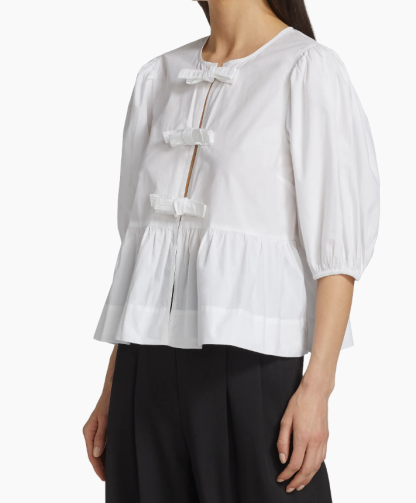 Cotton Poplin Peplum Blouse