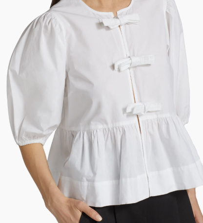 Cotton Poplin Peplum Blouse