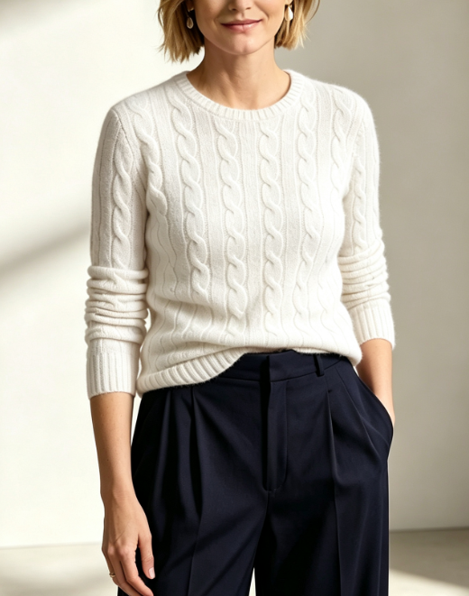 The Timeless Cable-Knit Crewneck Sweater
