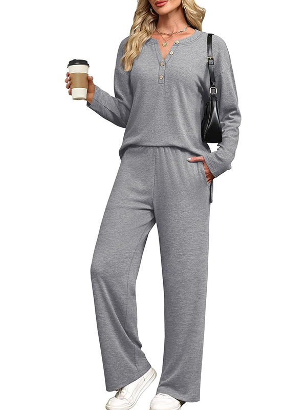 CLEARANCE SALE🔥Women's 2-piece casual suit with V-neck button-down tracksuit