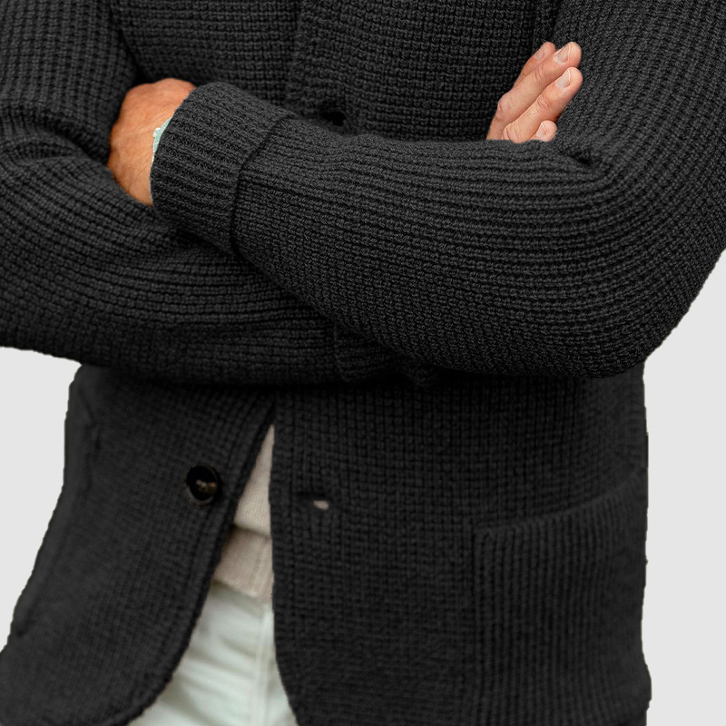 Men's Basic Lapel Pocket Cashmere Knit Blazer