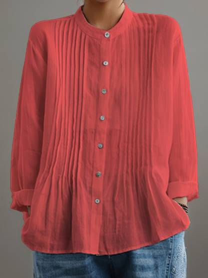 🔥 Clearance Sale 🔥Women's Casual Cotton And Linen Pleated Shirt