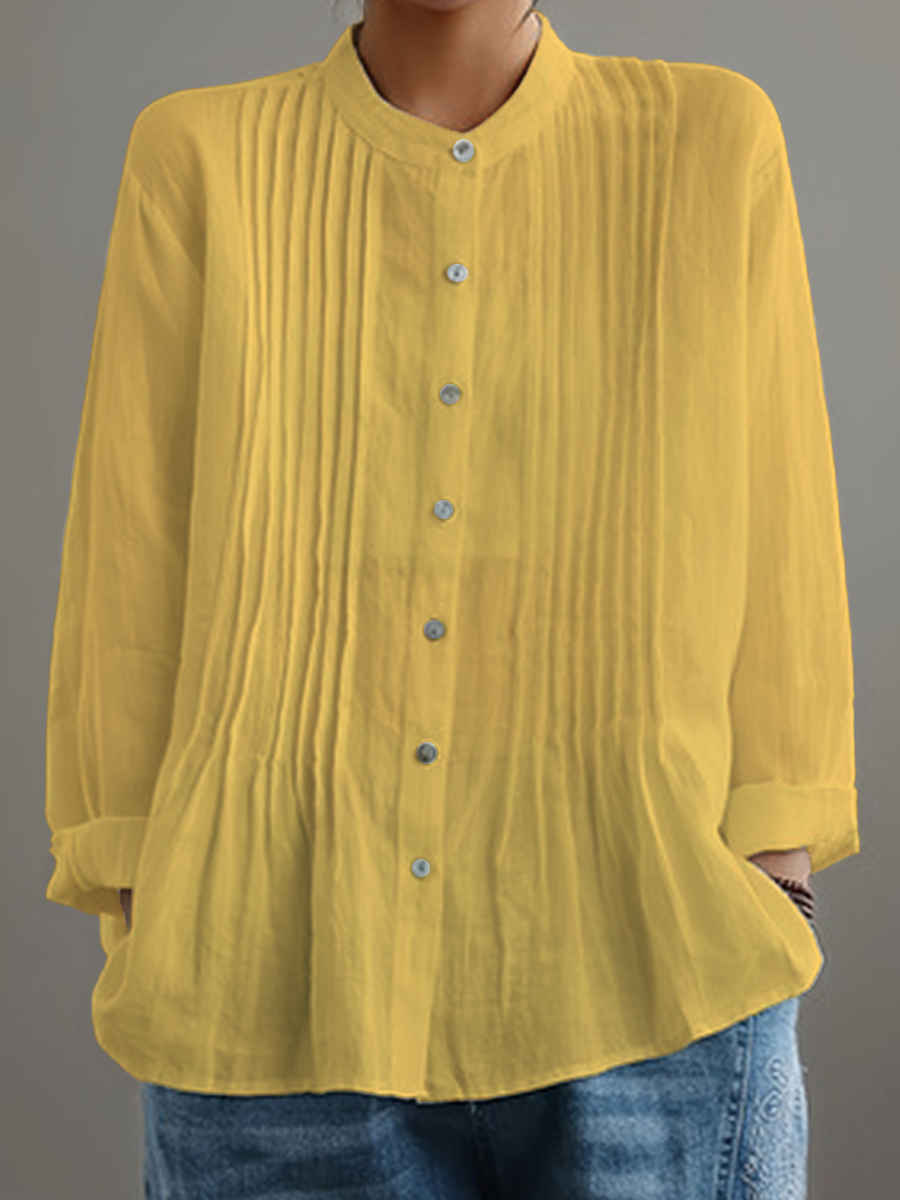 🔥 Clearance Sale 🔥Women's Casual Cotton And Linen Pleated Shirt