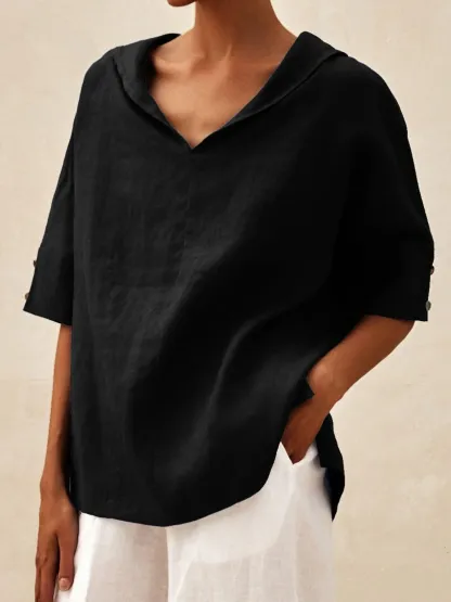 Women's Casual Linen V-neck Shirt