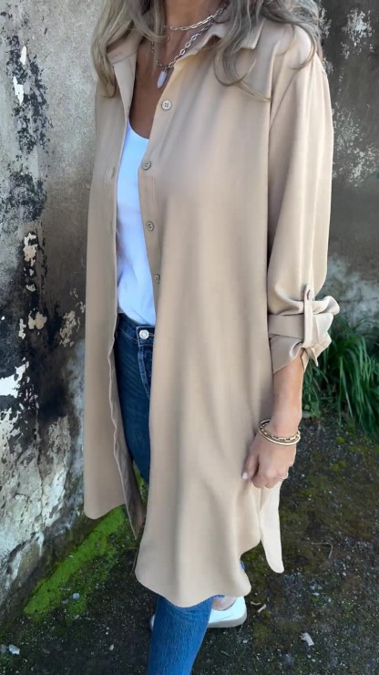 🔥LAST DAY 50% OFF🔥Women's Casual Lapel Solid Color Shirt Coat