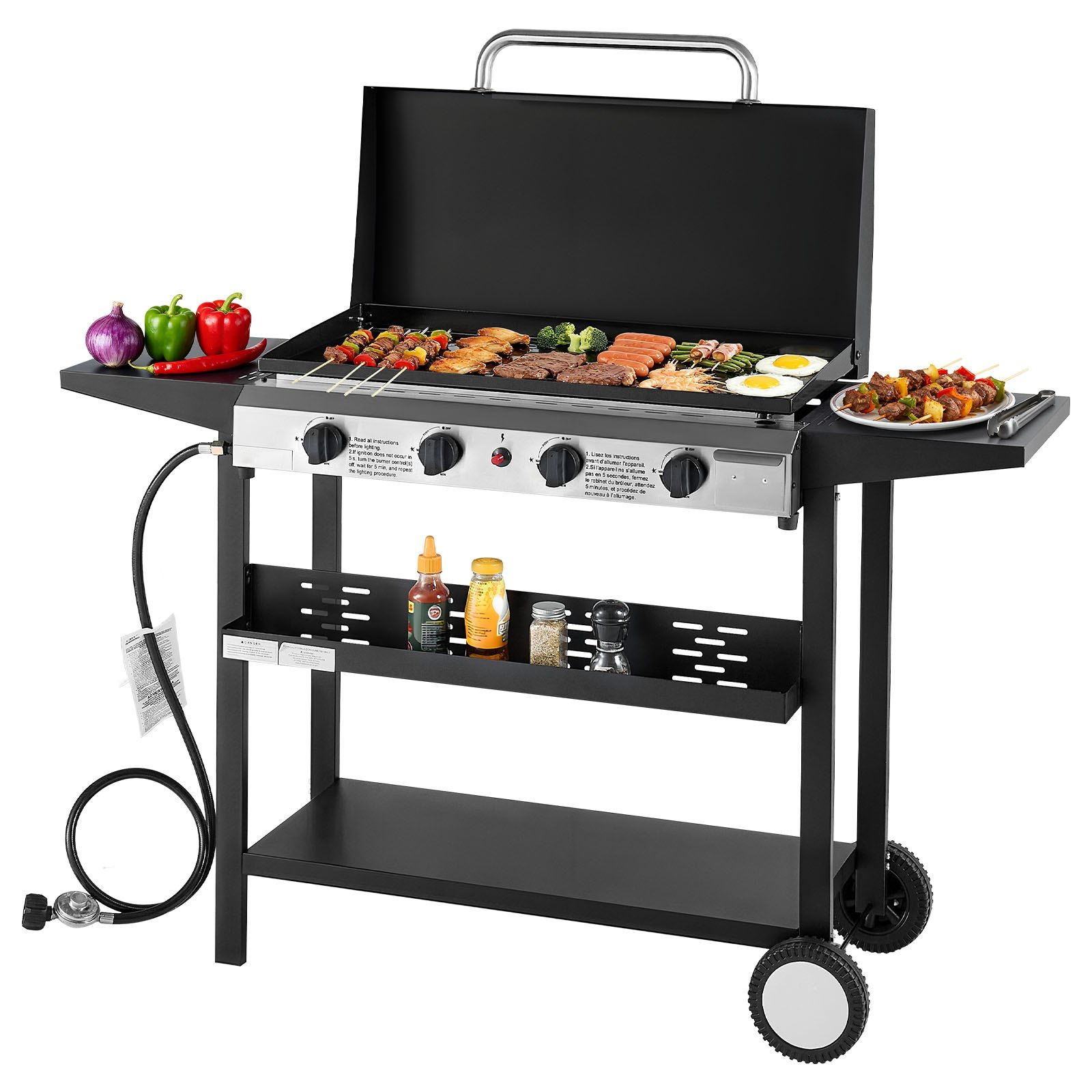 ⚡️Factory wholesale promotion 80% OFF⚡️ Gas Griddle, 3-Burner Flat Top Grill, Propane Griddle with Wheels
