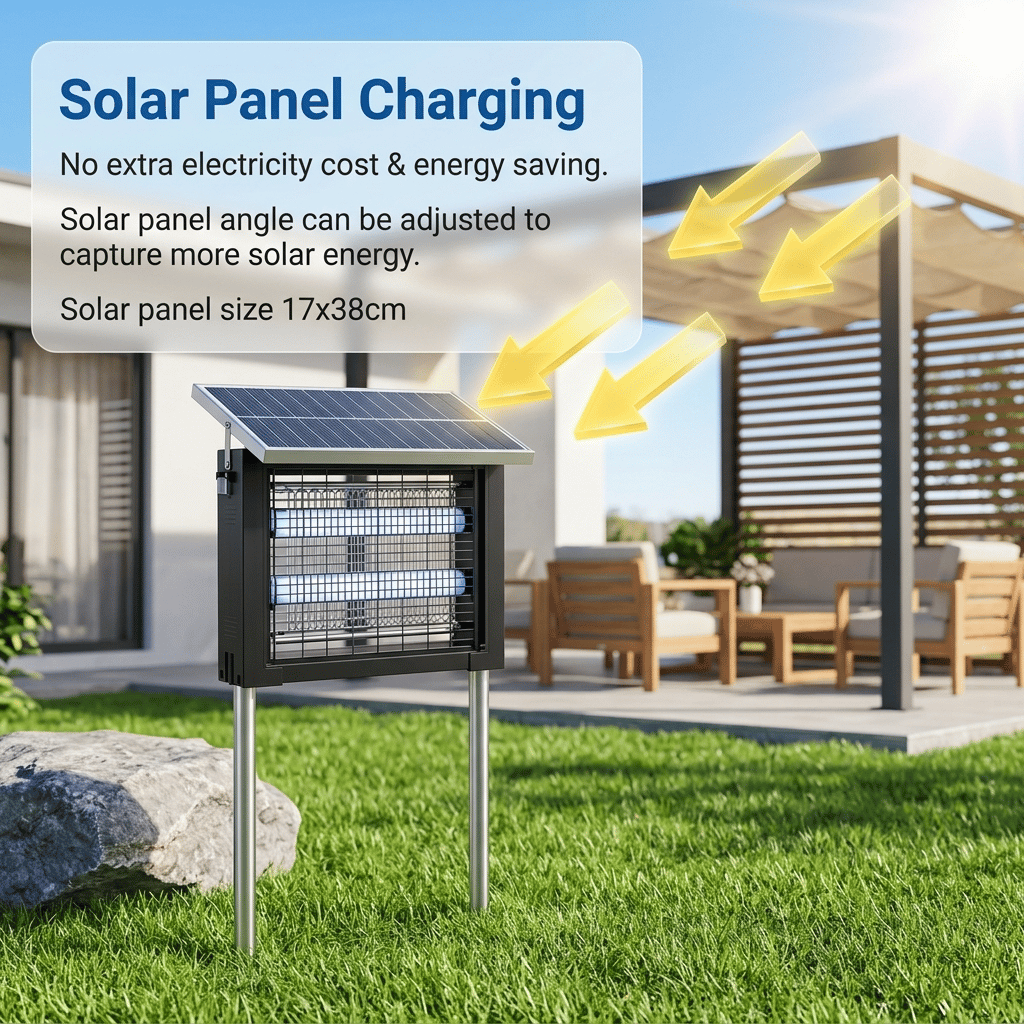 Solar Bug Zapper: Outdoor Waterproof Electric Mosquito and Fly Zapper with Smart Light Sensor