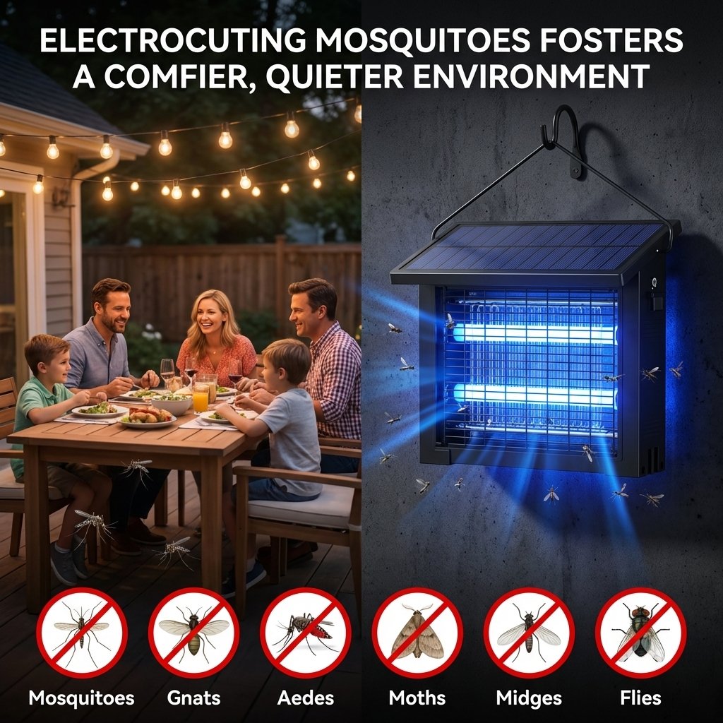 Solar Bug Zapper: Outdoor Waterproof Electric Mosquito and Fly Zapper with Smart Light Sensor