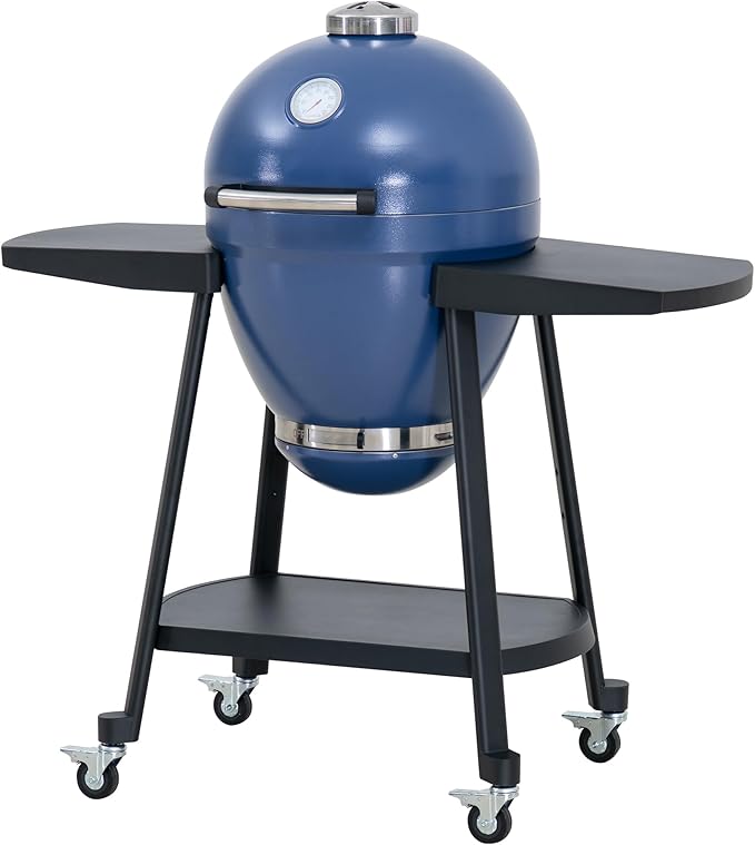 20-inch (approx. 50.8 cm) Kamado Charcoal Grill with Pizza Stone, Ultimate Outdoor Grill Egg Grill and Wheeled Smoke Unit