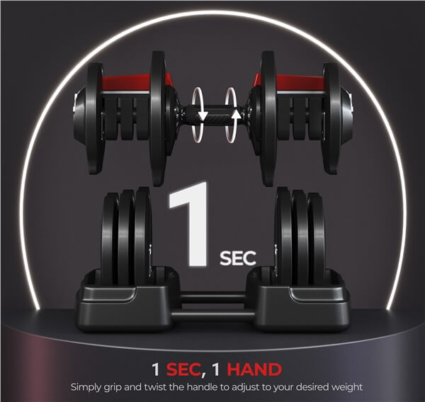 Yaheetech Adjustable Dumbbell Set 90lbs Fast Adjust Dumbbells