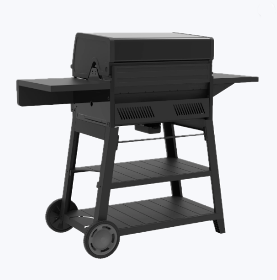 4 Burner Cart Gas Grill with Side Burner Black Gray