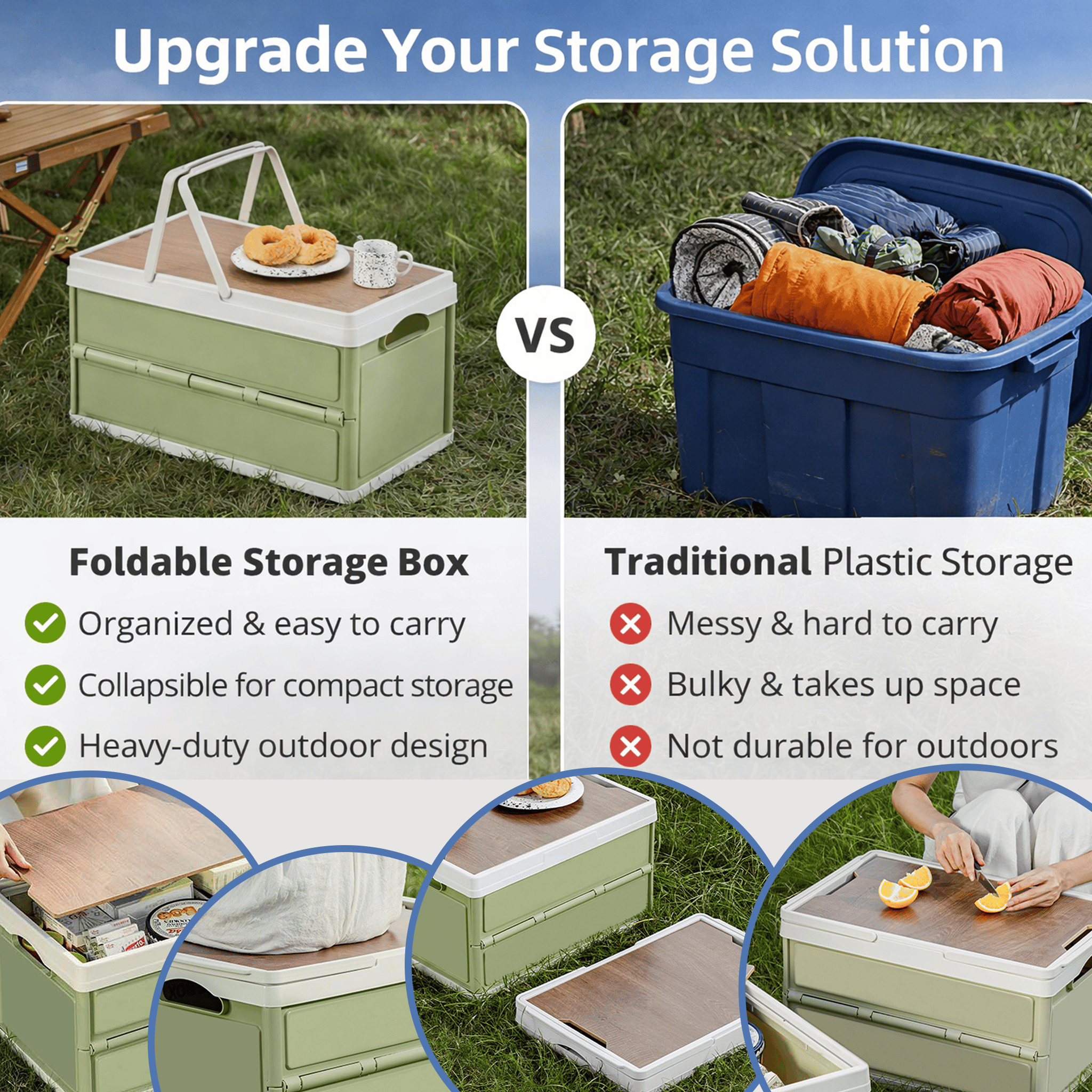 🏕️ Foldable Large-Capacity Outdoor Storage Box with Lid