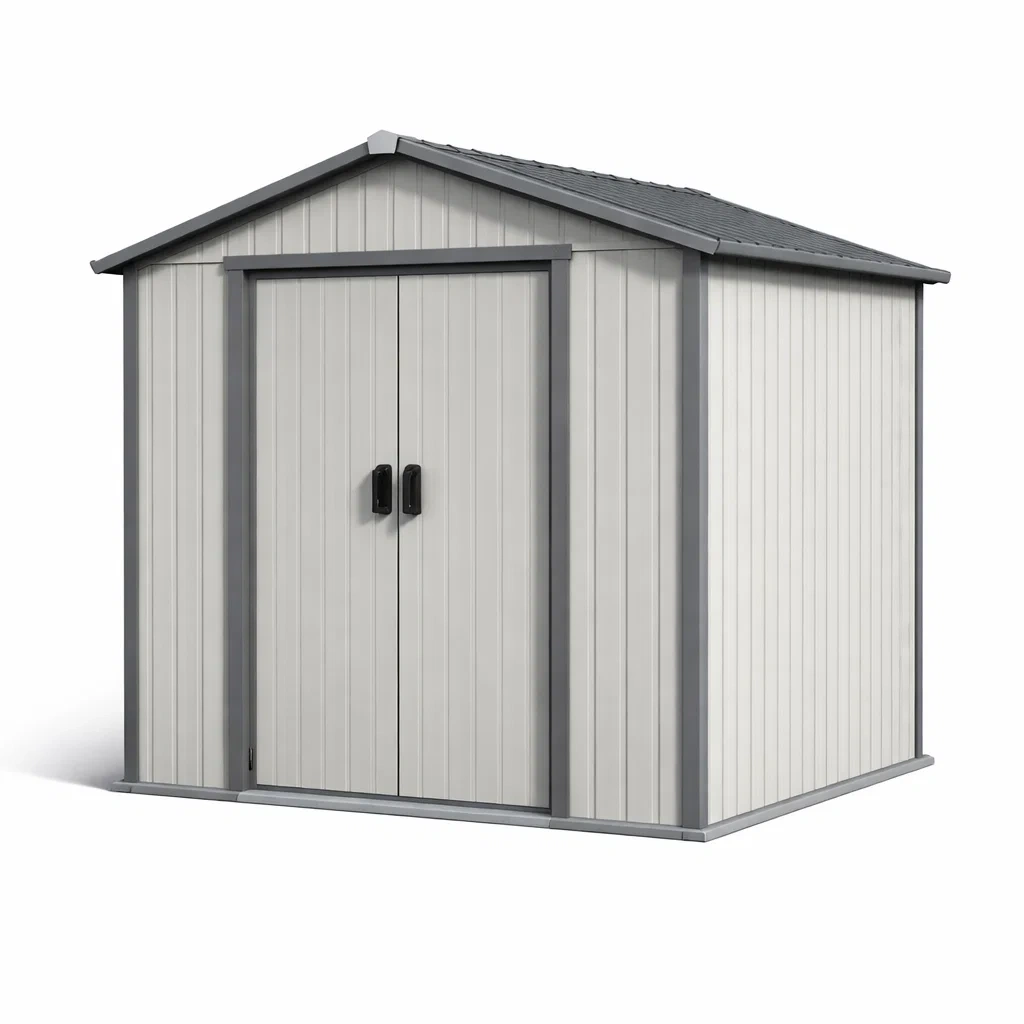 Abri de jardin en plastique gris-LIVFINO