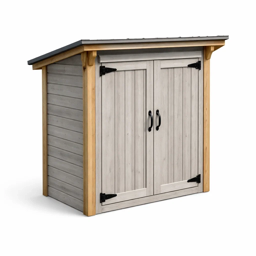 Abri de jardin en bois composite avec toit en pente et portes doubles-LIVFINO