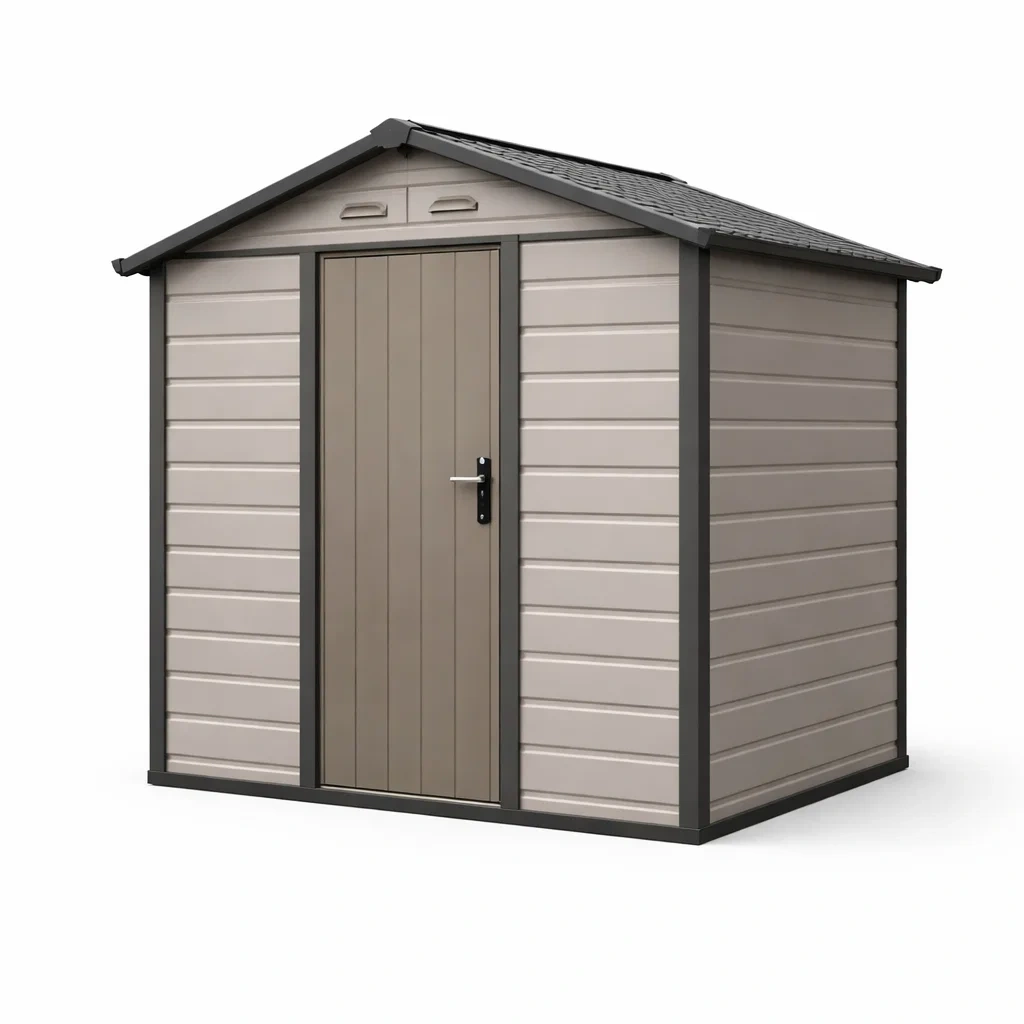 Abri de jardin en résine renforcée taupe gris 185x152x226 cm-LIVFINO