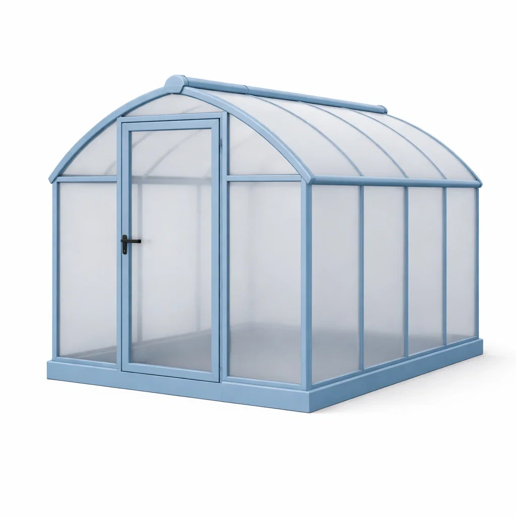 Serre arquée en aluminium et polycarbonate bleu 300x200x200 cm-LIVFINO