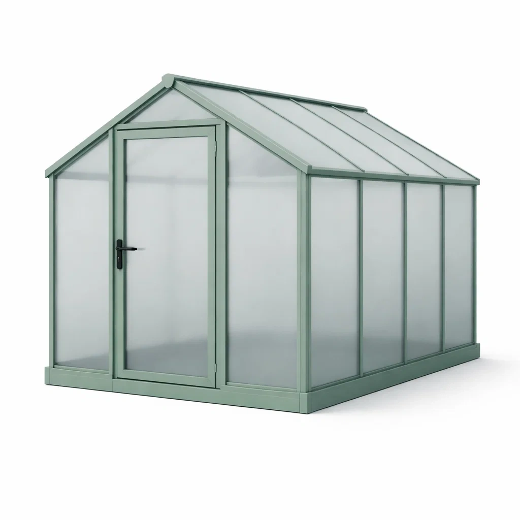 Serre en aluminium et polycarbonate vert-LIVFINO