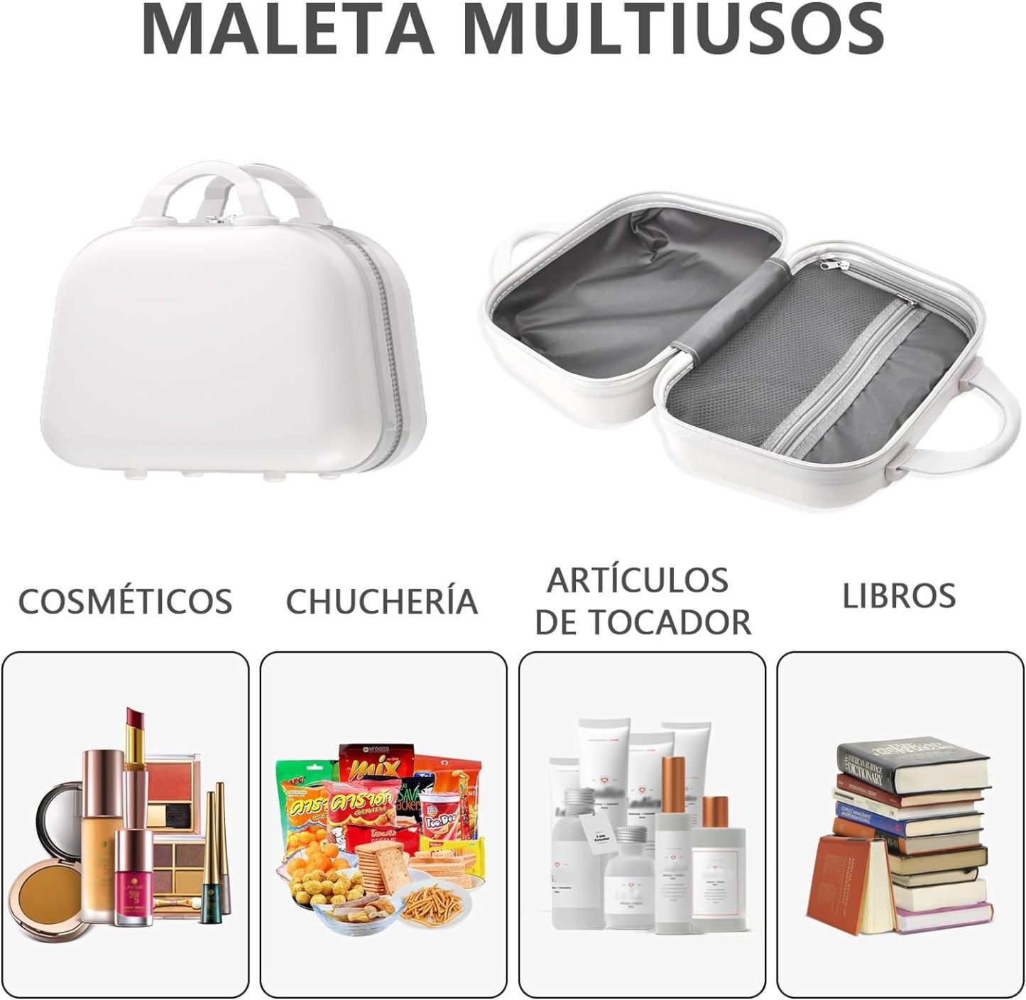 HOGESA Juego de Maletas de Viaje, Maletas de Viaje Carry On 21”, Maleta de Mano Pequeña con Ruedas Silenciosas de 360 Grados, Equipaje de Mano para Avion con Candado de Seguridad - 2 Piezas (Blanco)