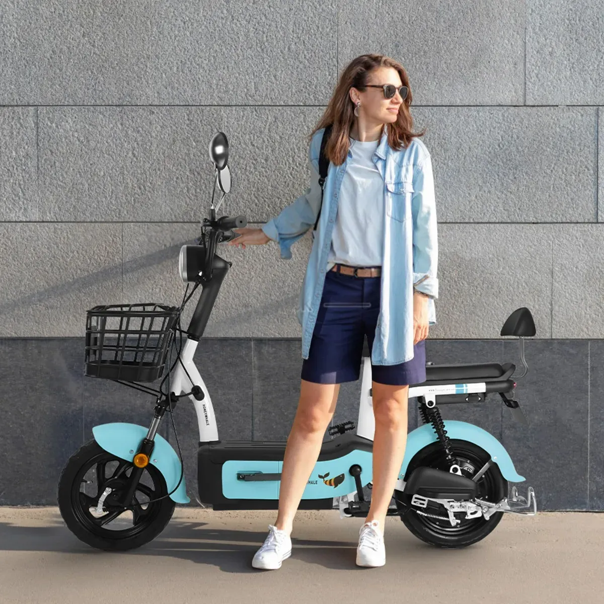 HONEY WHALE U1S Bicicleta Eléctrica 31KM/H-650W-65KM-20AH-(MAX)Velocidad-Potencia-Autonomía-Capacidad de la Batería, Moto Bici, Dos Asientos, Amortiguación de doble muelle HONEYWHALE