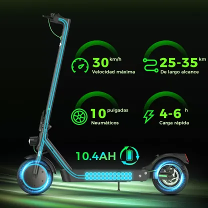 Scooter eléctrico iscooter S9PRO 800W 30 Km/h 7.8 Ah plegable con led negro