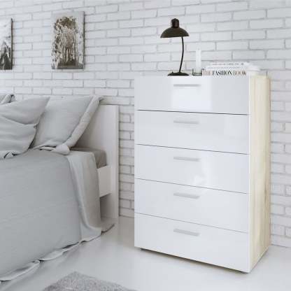Cómoda 5 cajones blanco Pepe