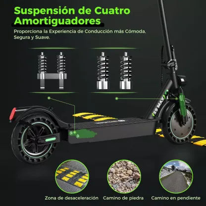 Scooter eléctrico iscooter S9PRO 800W 30 Km/h 7.8 Ah plegable con led negro
