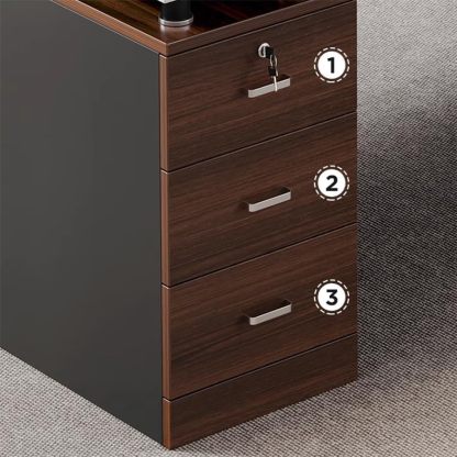 UNKKS Escritorio,Escritorio con 3 Cajones de Archivos, Escritorio de Oficina en Casa de Madera, Escritorio Oficina, Escritorio para Pc Negro Mate Nogal,Escritorio Grande con Ilave 120X60X77CM