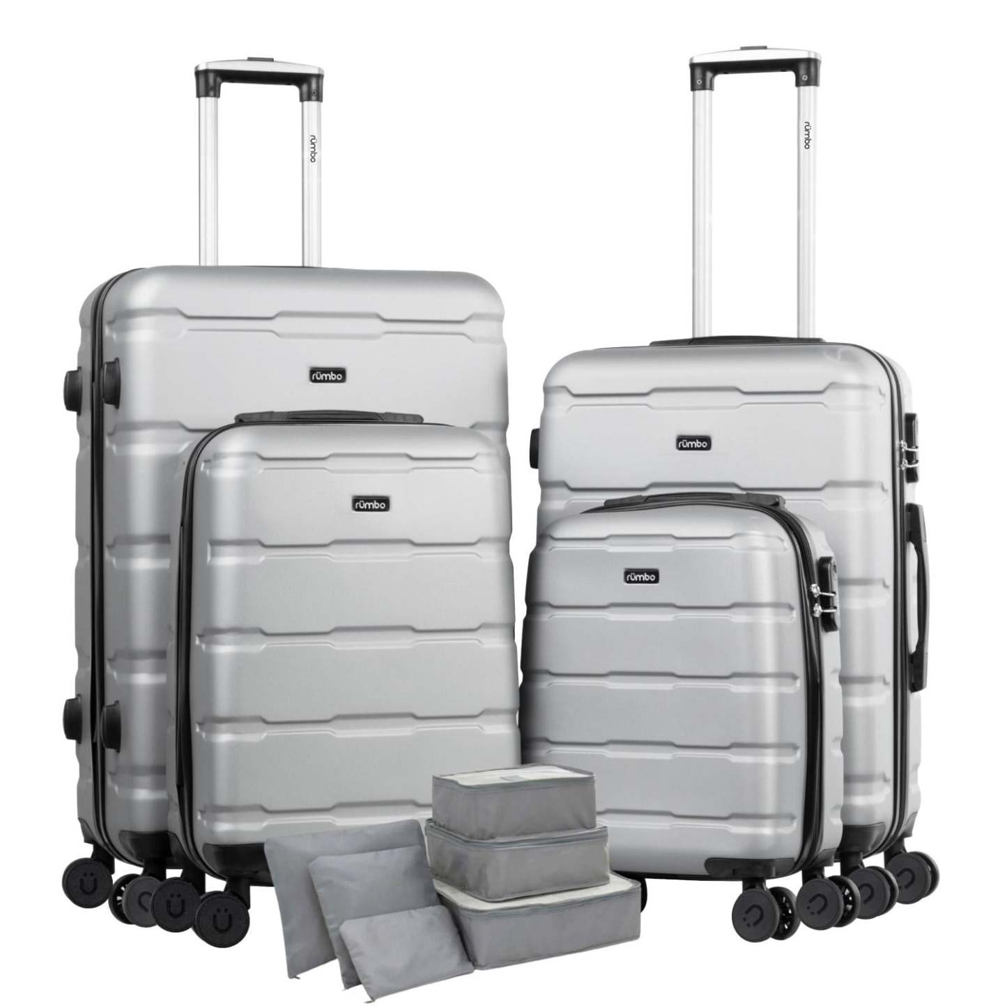 Juego 4 Maletas De Viaje Rigidas Ruedas 360 Bolsas De Viaje azul Rumbo RUM40