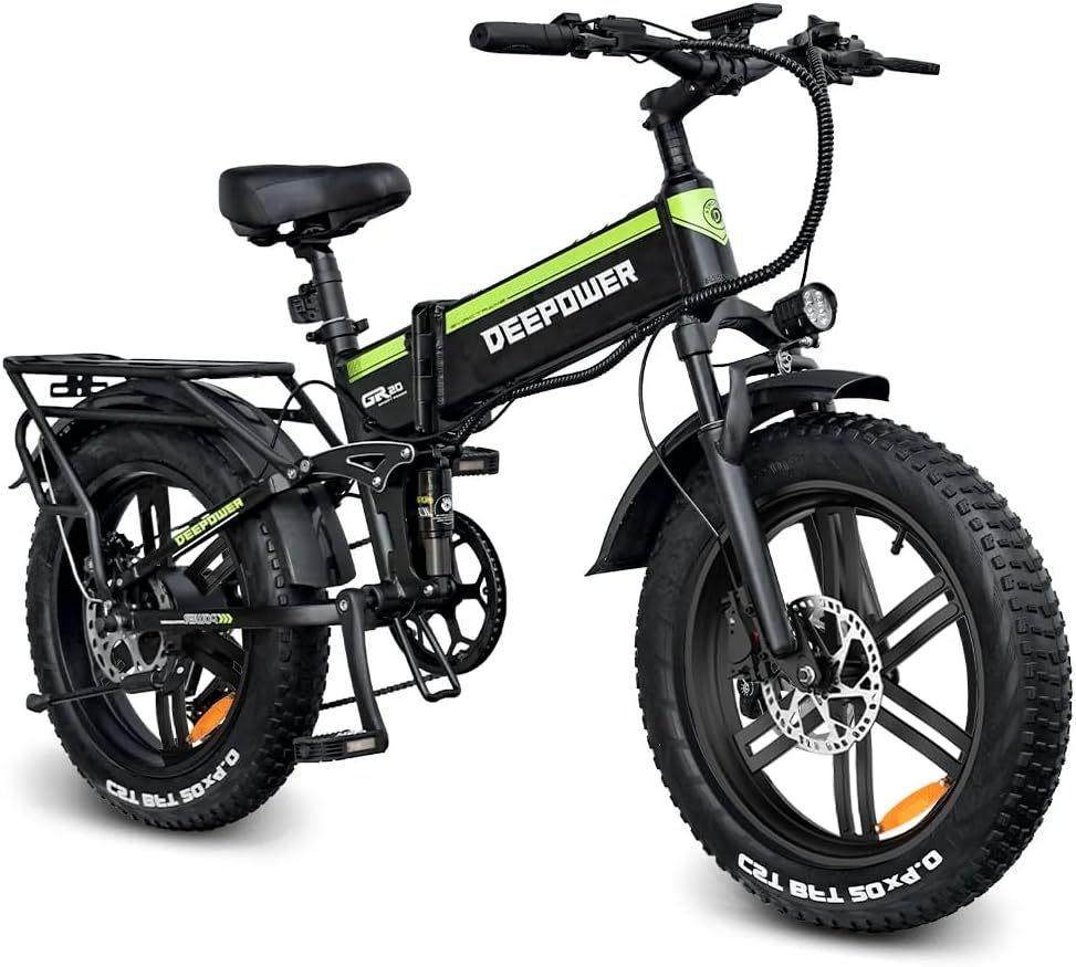 H20pro Bicicleta Electrica, Motor 2000W, 32mph, 55-75 Millas de Alcance, Batería extraíble 52V 25Ah, 20" Fat Tire Plegable Bicicleta Electrica de Montaña para Adultos, Doble Amortiguador