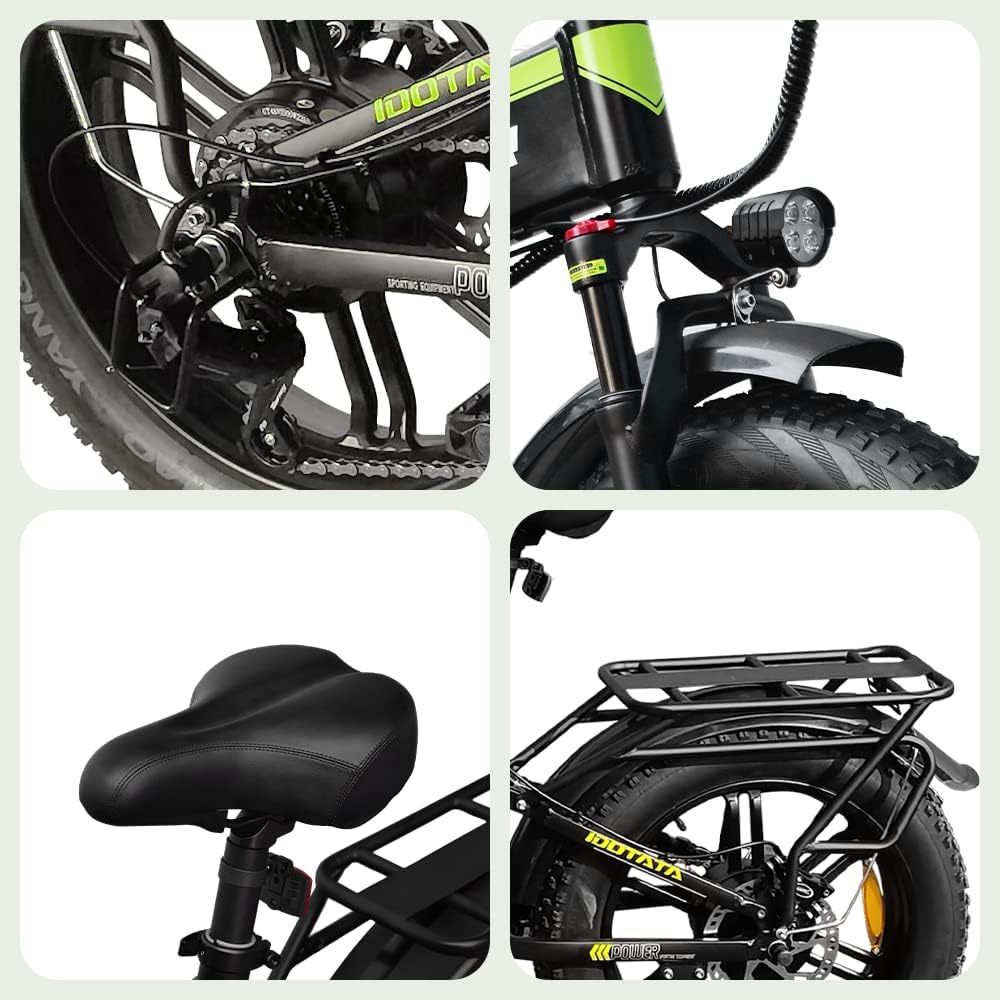 H20pro Bicicleta Electrica, Motor 2000W, 32mph, 55-75 Millas de Alcance, Batería extraíble 52V 25Ah, 20" Fat Tire Plegable Bicicleta Electrica de Montaña para Adultos, Doble Amortiguador