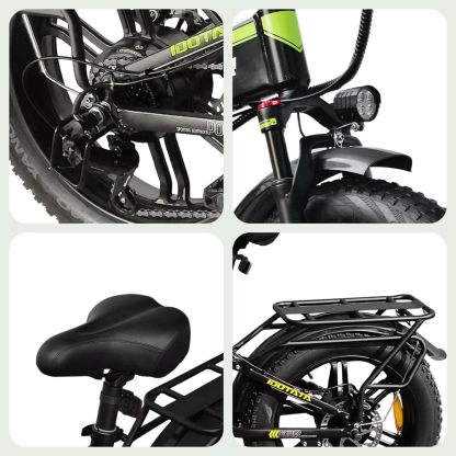 H20pro Bicicleta Electrica, Motor 2000W, 32mph, 55-75 Millas de Alcance, Batería extraíble 52V 25Ah, 20" Fat Tire Plegable Bicicleta Electrica de Montaña para Adultos, Doble Amortiguador