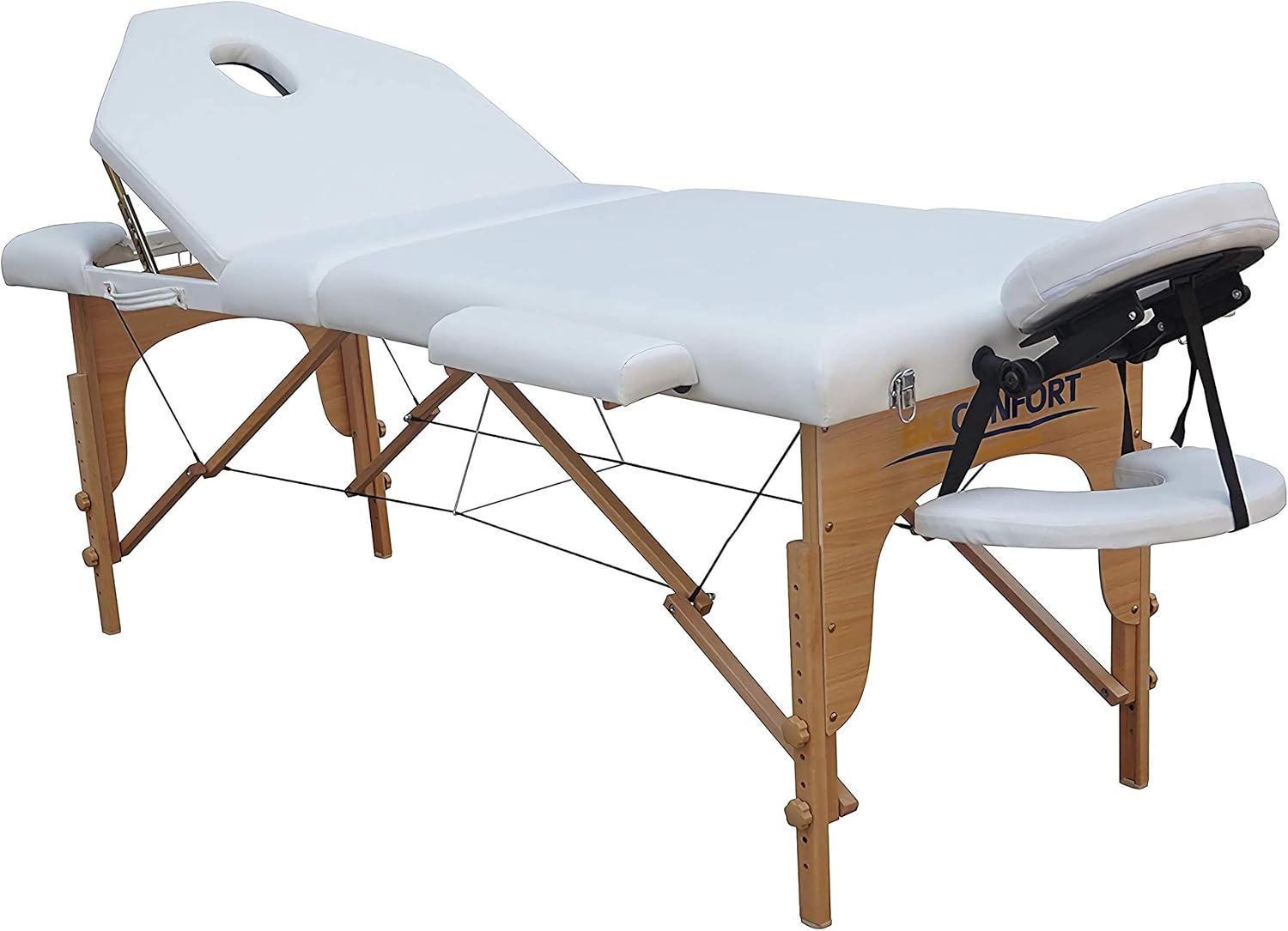 Nanofort Cama Masaje Camilla Spa Reclinable Ligera Estuche Portatil Profesional Mesa de Masaje Cabecera Portabrazos Fisioterapia Tatuaje Tattoo (Blanco)