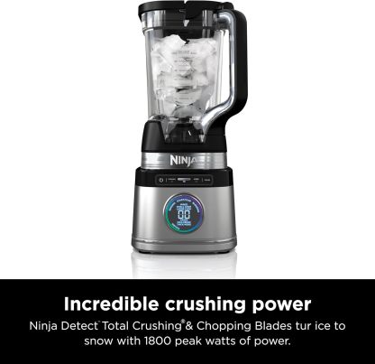 NINJA, Licuadora Detect Power Pro, Capacidad de 72 Oz, Ideal para Smoothies y Bebidas Congeladas, Procesa Alimentos, 1800 Watts, Tecnología BlendSense, Color Negro y Plateado, TB201