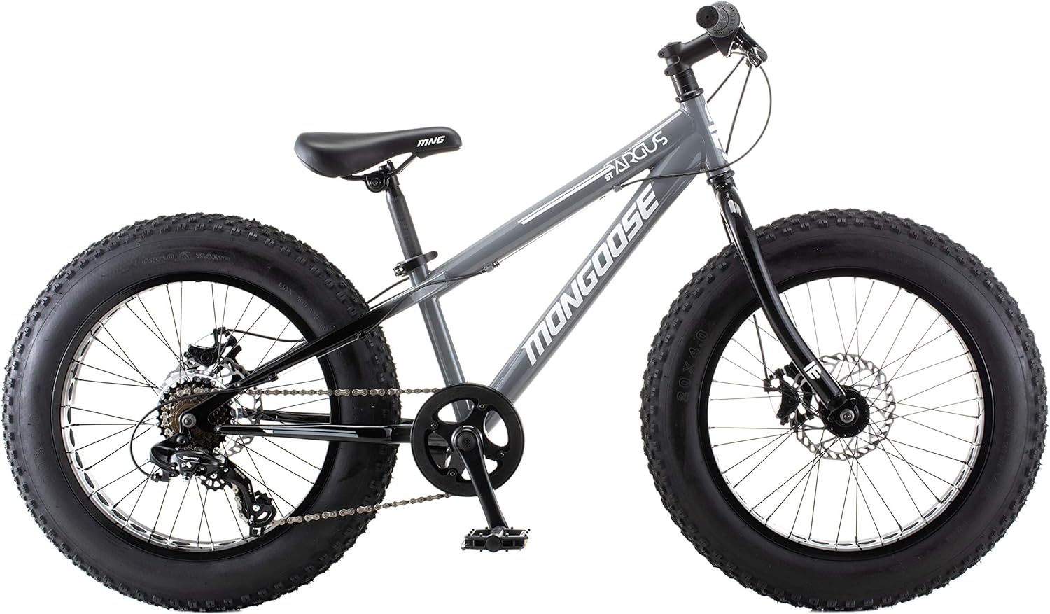 Mongoose Argus ST & Trail Fat Tire Bicicleta de montaña para Adultos jóvenes Hombres y Mujeres, Ruedas de 20 a 26 Pulgadas, Frenos de Disco mecánicos, Marco de Acero o Aluminio y Opciones de 7 o 16