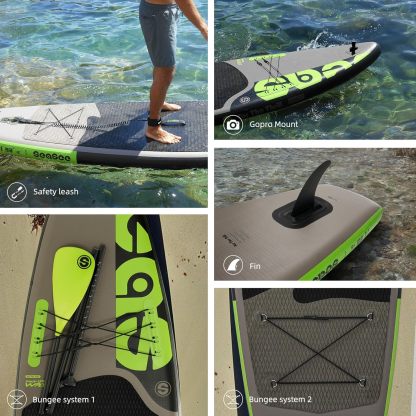 SEASEESUP Tablas de Remo inflables con Accesorios Sup, Tabla de Remo de 12 pies, Duradera, Ligera, diseño Estable de 33 Pulgadas de Ancho para Adultos con sobrepeso