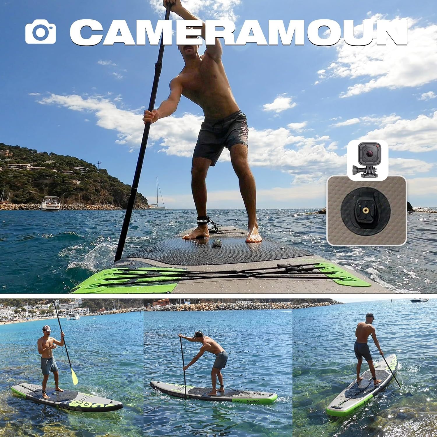 SEASEESUP Tablas de Remo inflables con Accesorios Sup, Tabla de Remo de 12 pies, Duradera, Ligera, diseño Estable de 33 Pulgadas de Ancho para Adultos con sobrepeso