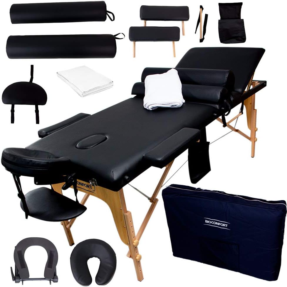 Nanofort Cama Masaje Camilla Aditamento Cojines Bolsa Porta Terapia Fisica Tatto Clinica Spa Premium (Negro)