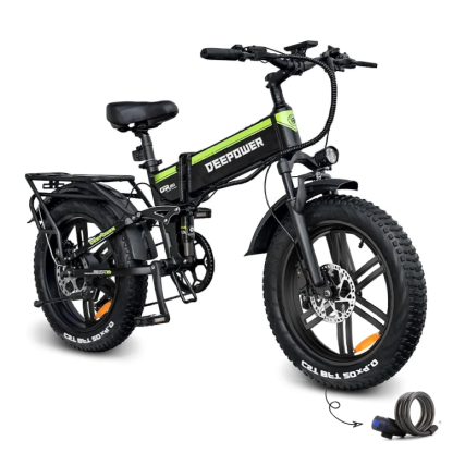 H20pro Bicicleta Electrica, Motor 2000W, 32mph, 55-75 Millas de Alcance, Batería extraíble 52V 25Ah, 20" Fat Tire Plegable Bicicleta Electrica de Montaña para Adultos, Doble Amortiguador