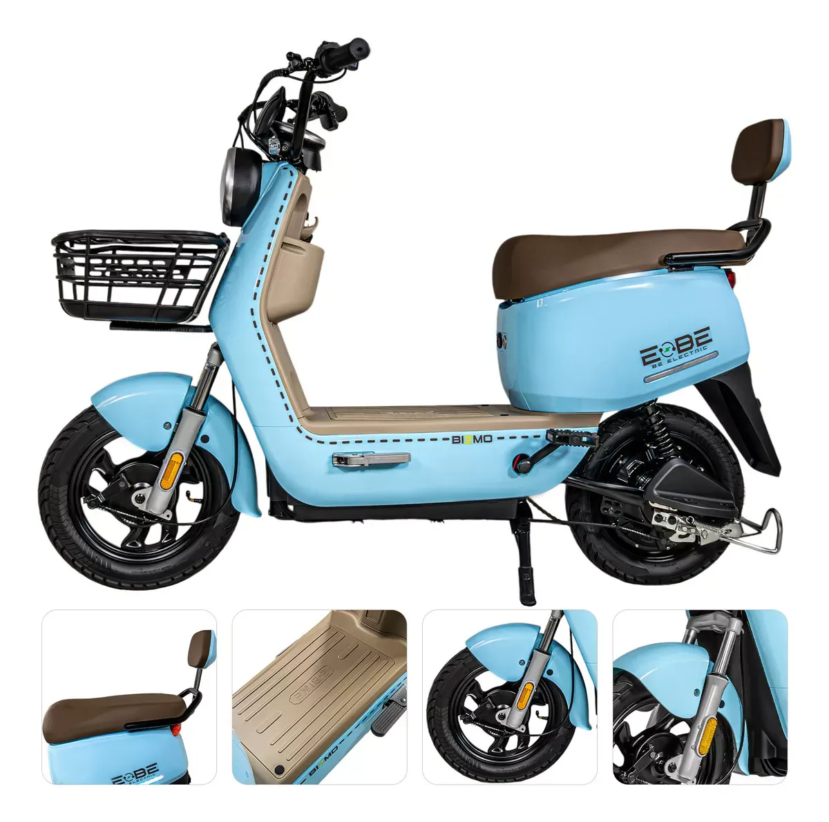 Bicicleta Electrica Luz Led Scooter 50 Km/h 3 Velocidades Color Rojo