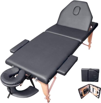 Nanofort Cama Masaje Camilla Spa Reclinable Ligera Estuche Portatil Profesional Mesa de Masaje Cabecera Portabrazos Fisioterapia Tatuaje Tattoo (Blanco)